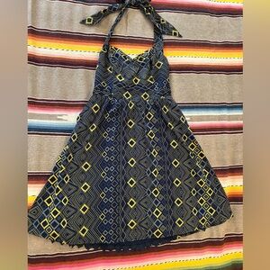 Anthropologie edme & esyllte Cotton Halter Dress w Embroidery & Lace Underlay